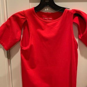 Helmut Lang size small Red top, cold shoulder look